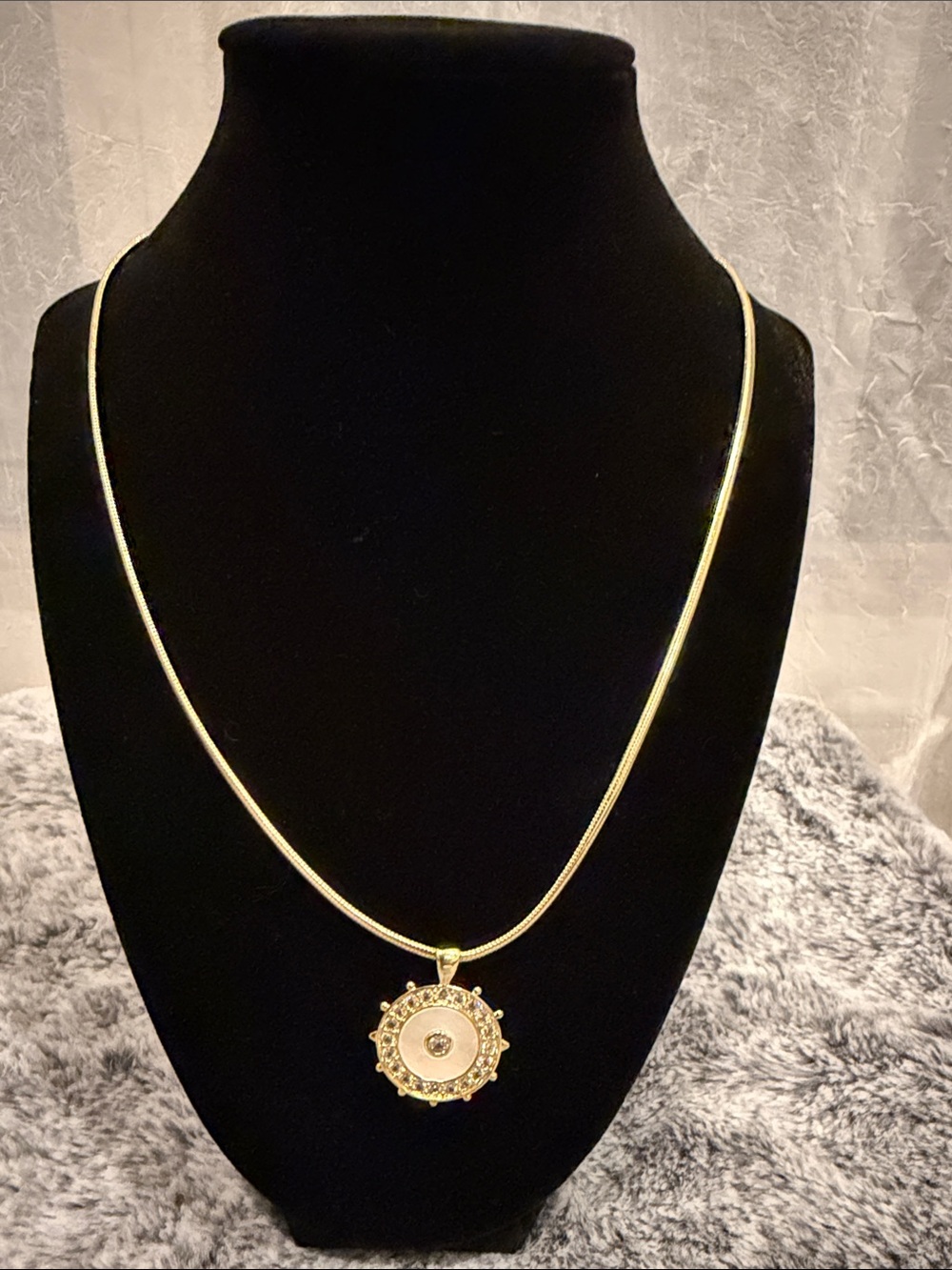 Gold plated over brass necklace Round Medallion Pendant Necklace - Women Jewelry